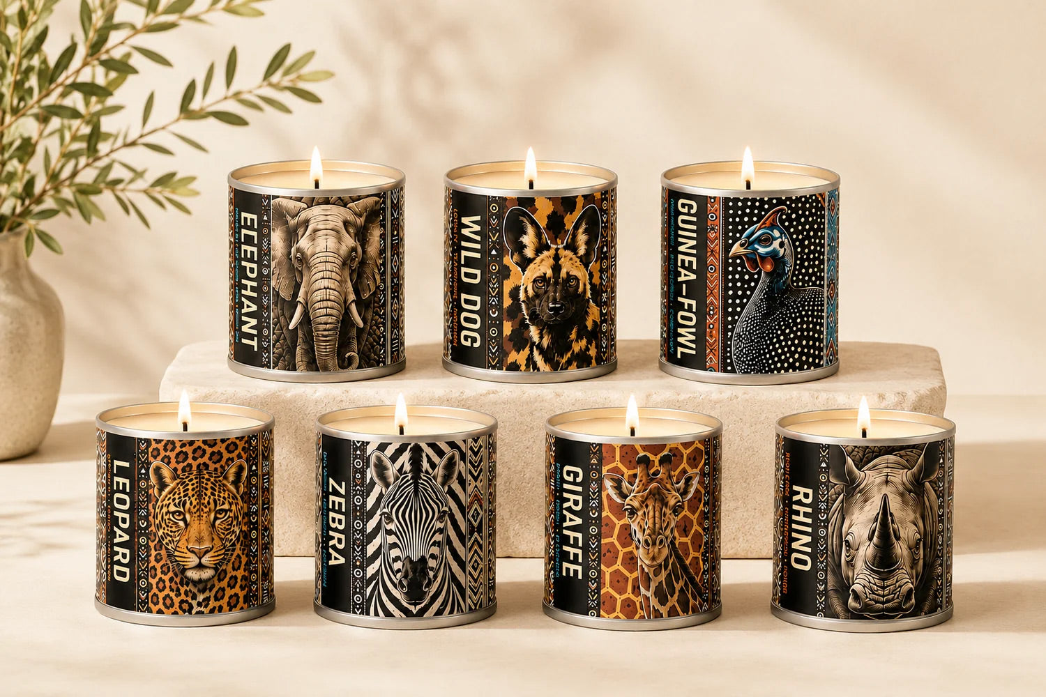 A wholesale collection of African styled craft candles