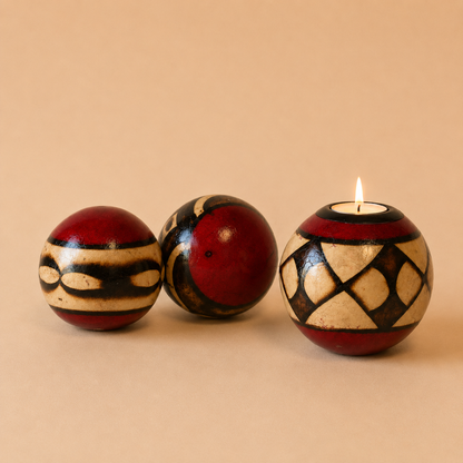 Coloured Burnt Patterned Monkey Balls & T-lite