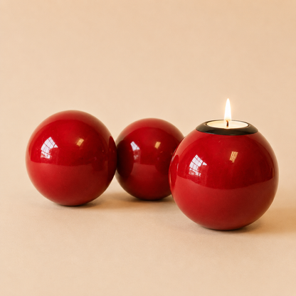 Coloured Monkey Ball Tlite Red on a beige background