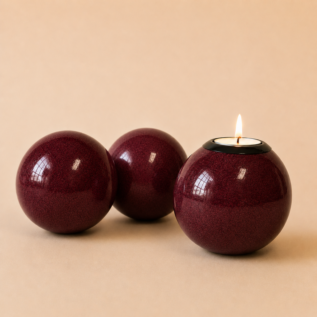 Coloured Monkey Ball and Tlite in Burgundy on a beige background