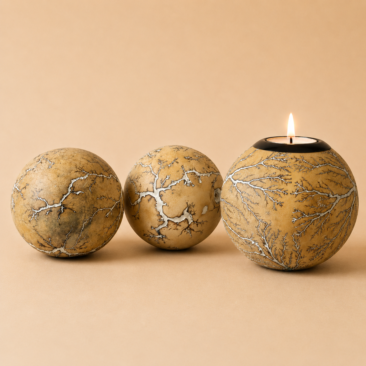 Lightening MonkeyBalls & Tlite in white on a beige background
