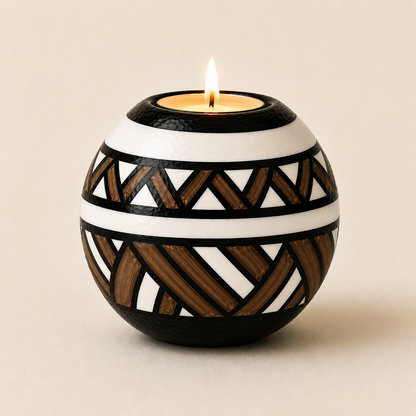 Monkey Ball T-lite with Brown Ndebele patterns